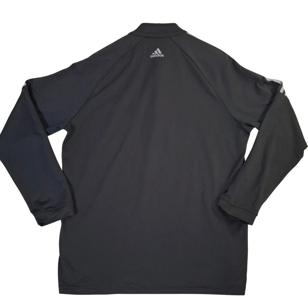 Adidas Golf World Tour Golf Links 1/4 Zip Pullover Mens Large Black Grey Stripe